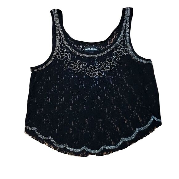Gorgeous Embellished Stretch Black Lace, sz small - Picture 1 of 6
